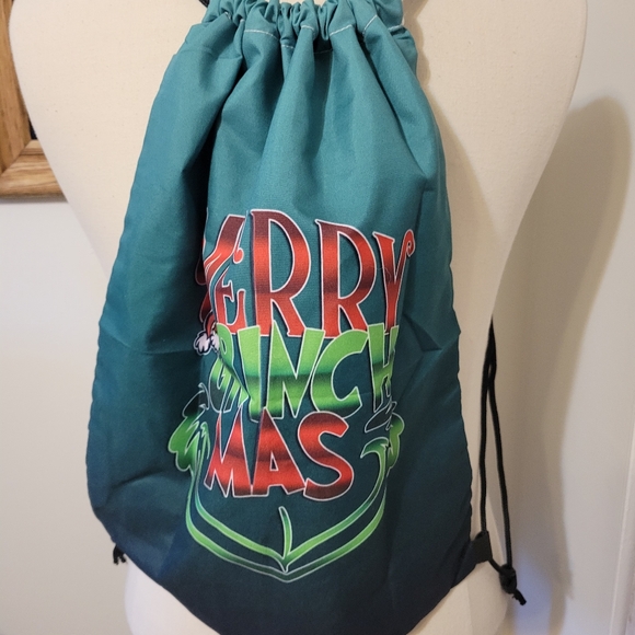Merry Grinchmas drawstring Cinch Bag Backpack, Christmas 💚 C4 - Picture 7 of 7